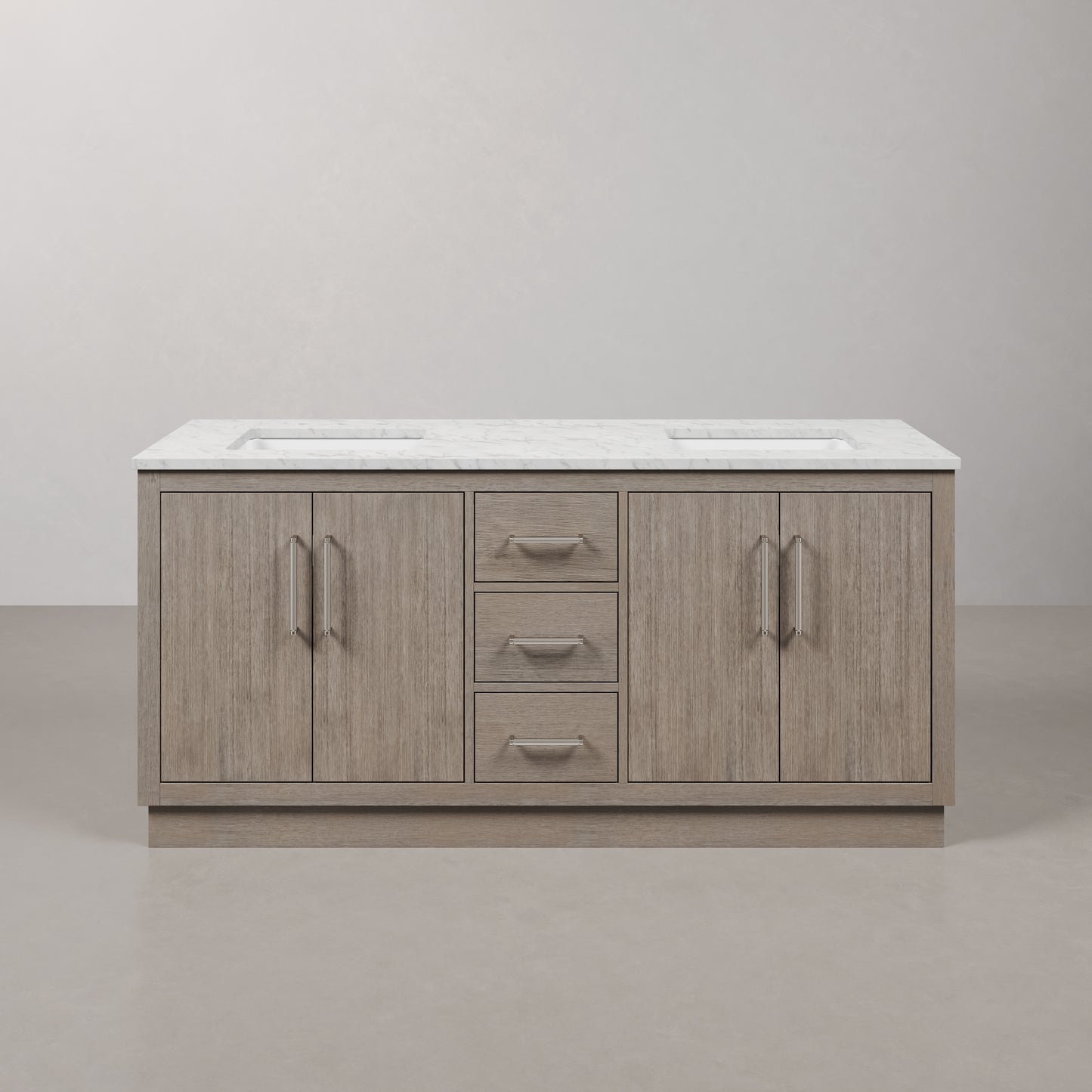 Hugo 72 in. Bath Vanity in Grey Oak with Marble Vanity Top in White with White Basin | Water Creation