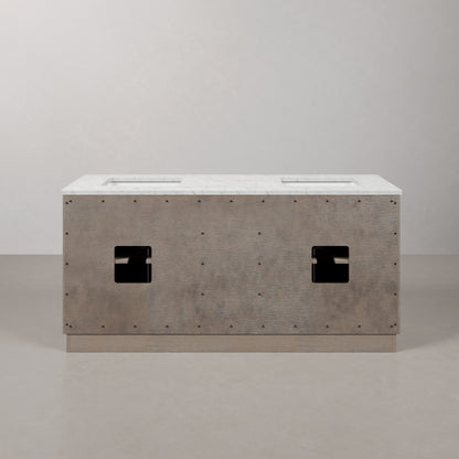 Hugo 72 in. Bath Vanity in Grey Oak with Marble Vanity Top in White with White Basin | Water Creation