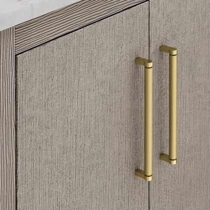 Hugo 72 in. Bath Vanity in Grey Oak with Marble Vanity Top in White with White Basin | Water Creation