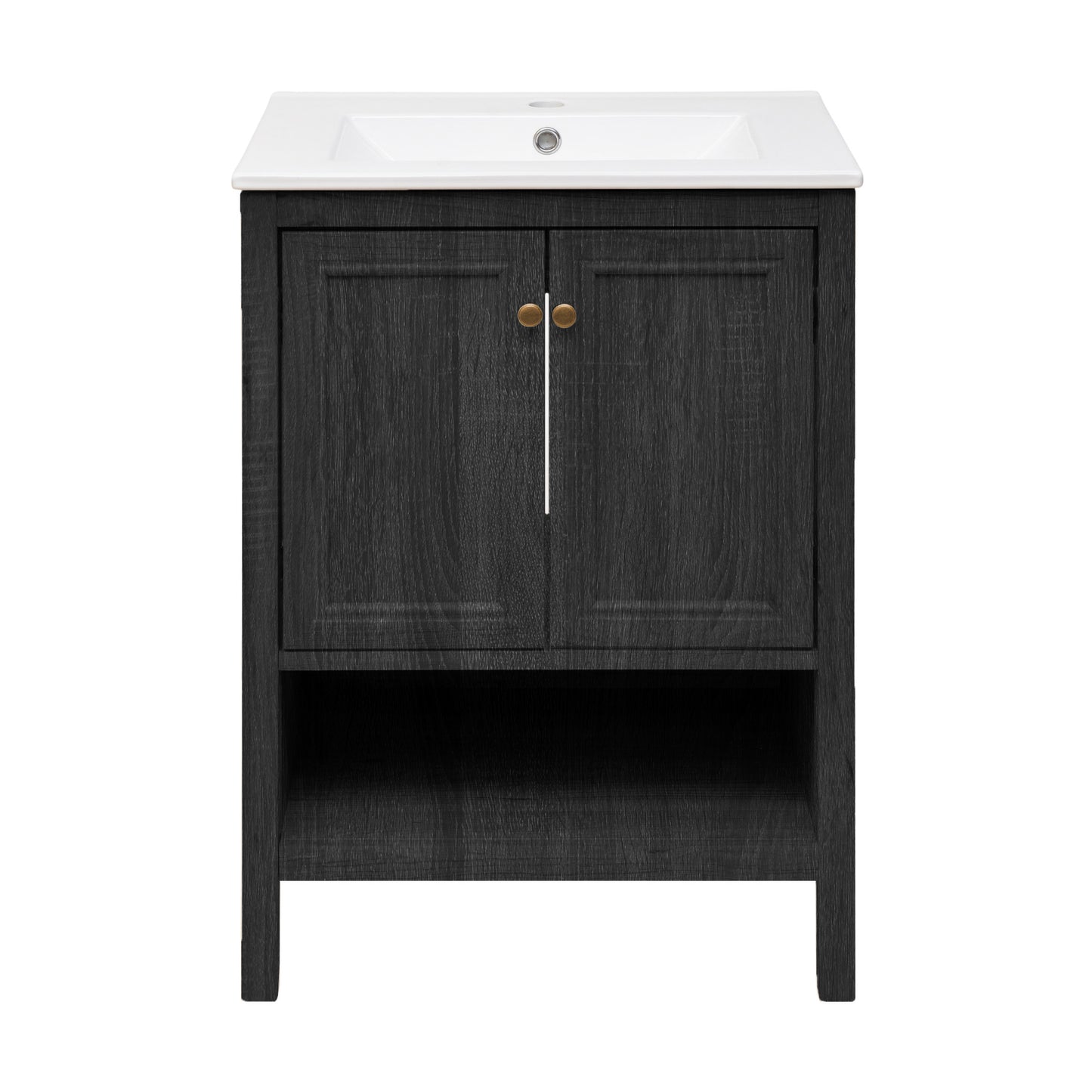 Swiss Madison, Chateau 24" Freestanding Bathroom Vanity in Black Oak with Sink Top