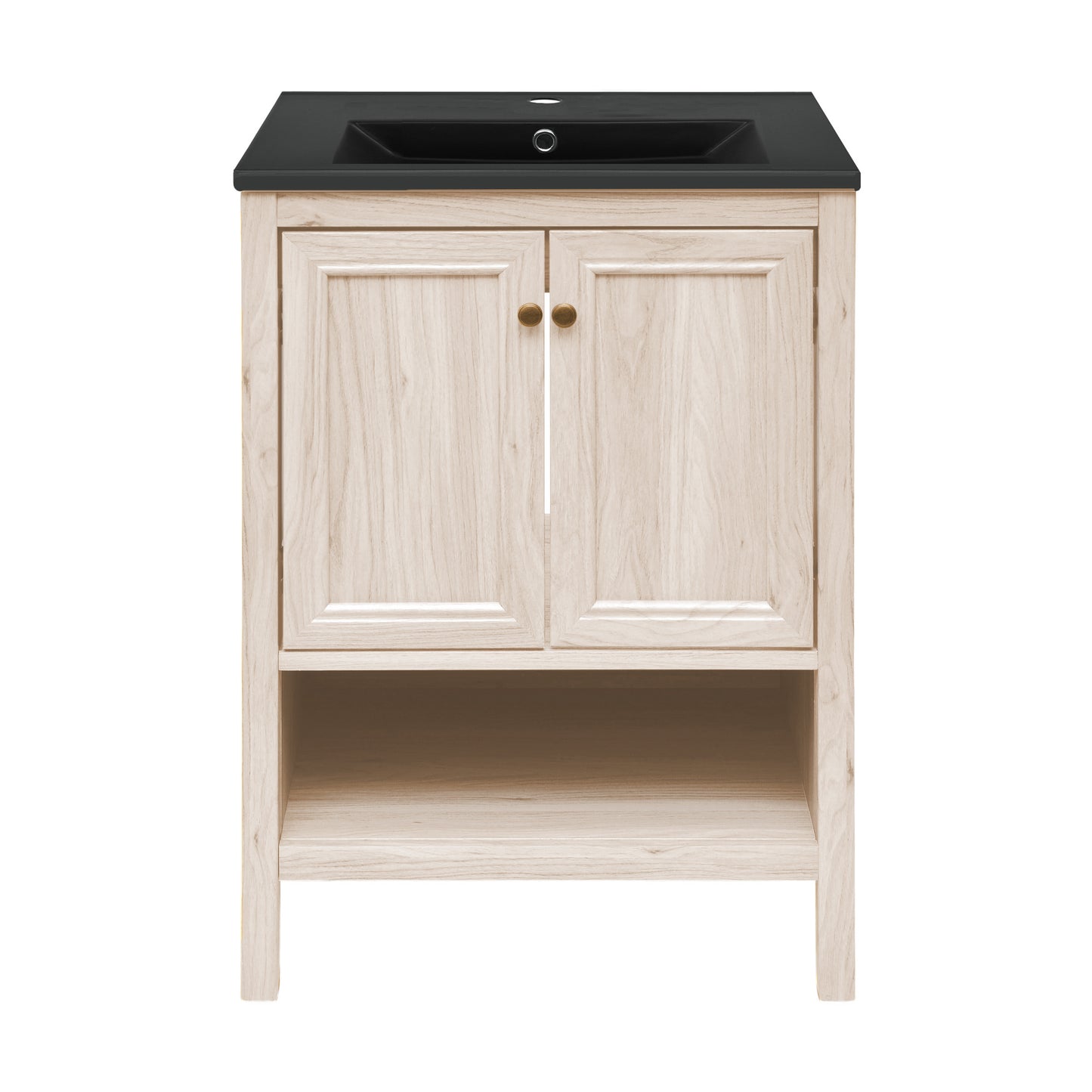 Swiss Madison, Chateau 24" Freestanding Bathroom Vanity in White Oak with Black Sink Top