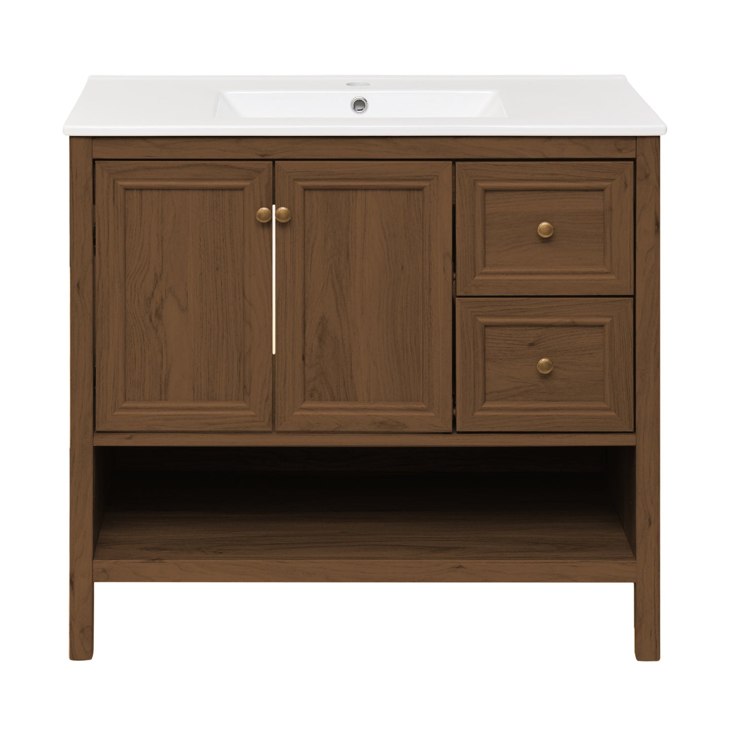 Swiss Madison Chateau 36-inch freestanding bathroom vanity in Brown Oak — view 4