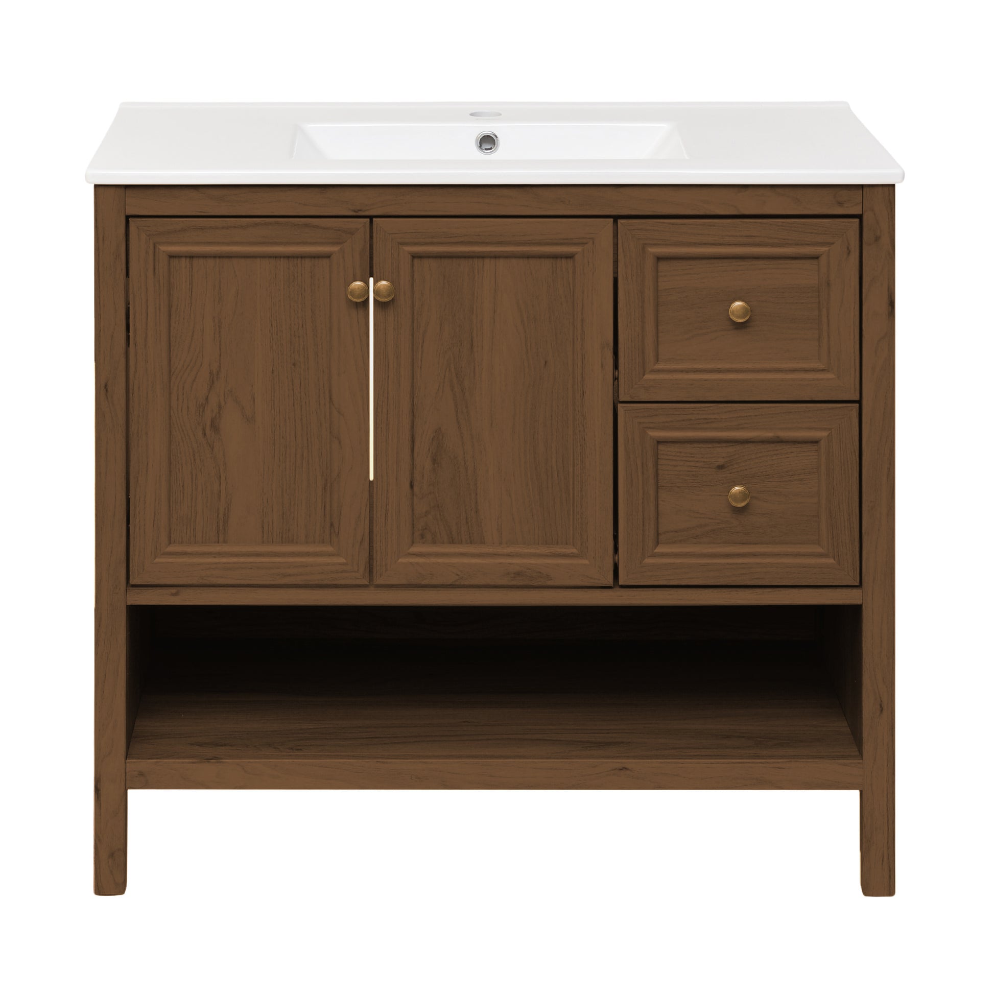 Swiss Madison Chateau 36-inch freestanding bathroom vanity in Brown Oak — view 4