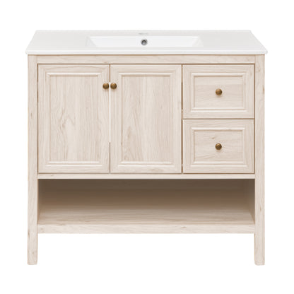 Swiss Madison, Chateau 36" Freestanding Bathroom Vanity in White Oak with Sink Top