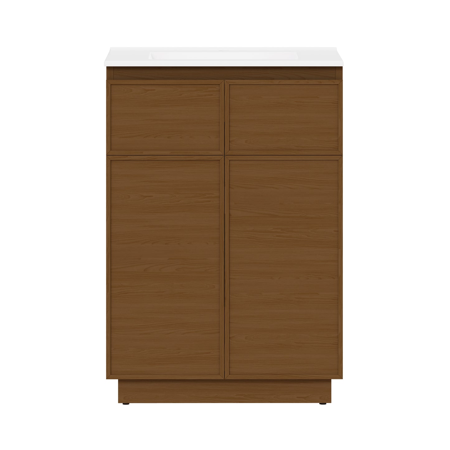 Swiss Madison, St. Tropez 24" Freestanding Bathroom Vanity in Brown Oak with Sink Top