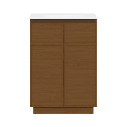 Swiss Madison, St. Tropez 24" Freestanding Bathroom Vanity in Brown Oak with Sink Top
