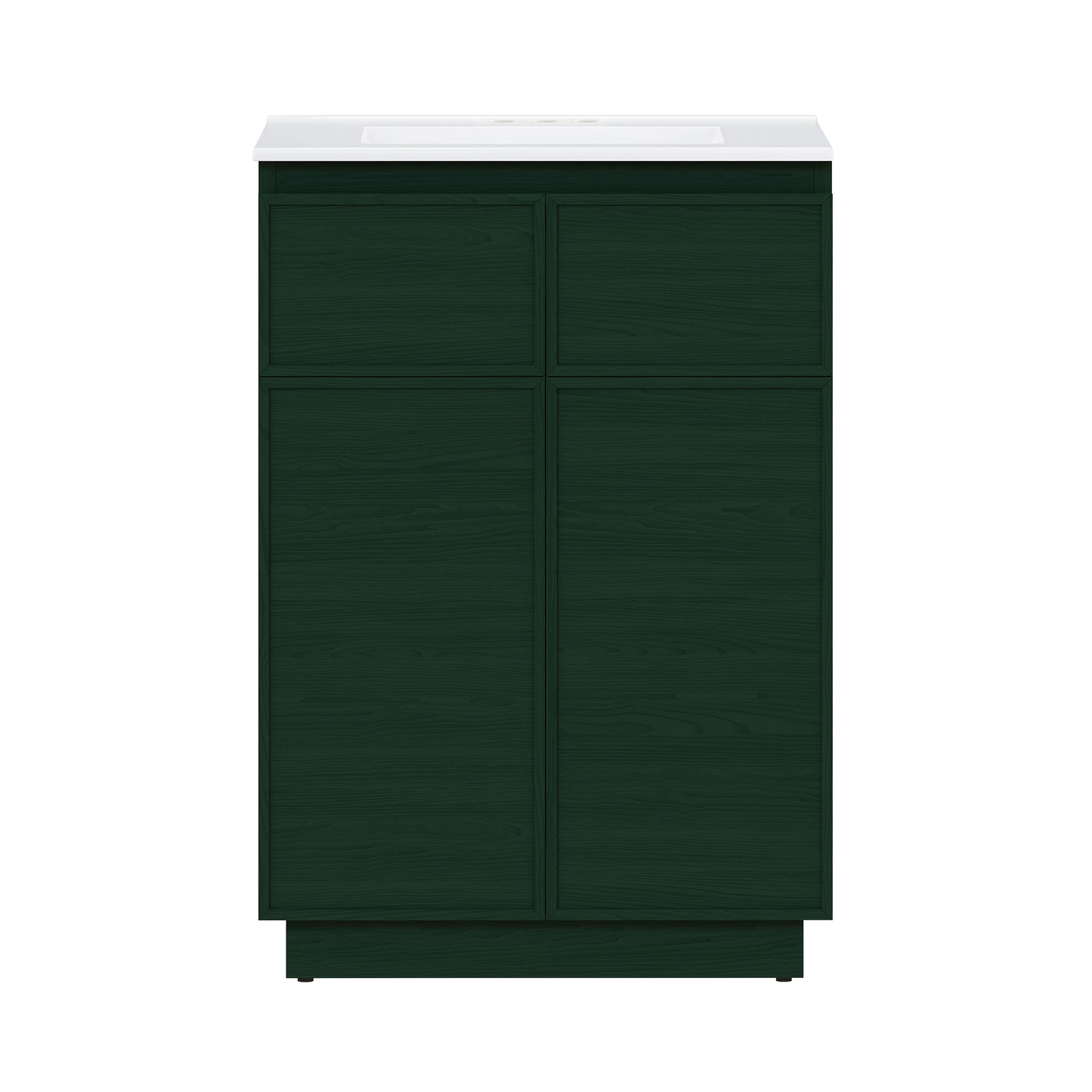 Swiss Madison, St. Tropez 24" Freestanding Bathroom Vanity in Green Oak with 3-Hole Centerset Sink Top
