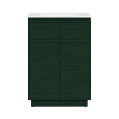 Swiss Madison, St. Tropez 24" Freestanding Bathroom Vanity in Green Oak with 3-Hole Centerset Sink Top