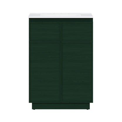 Swiss Madison, St. Tropez 24" Freestanding Bathroom Vanity in Green Oak with 3-Hole Widespread Sink Top