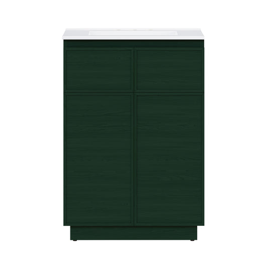 Swiss Madison, St. Tropez 24" Freestanding Bathroom Vanity in Green Oak with 3-Hole Widespread Sink Top
