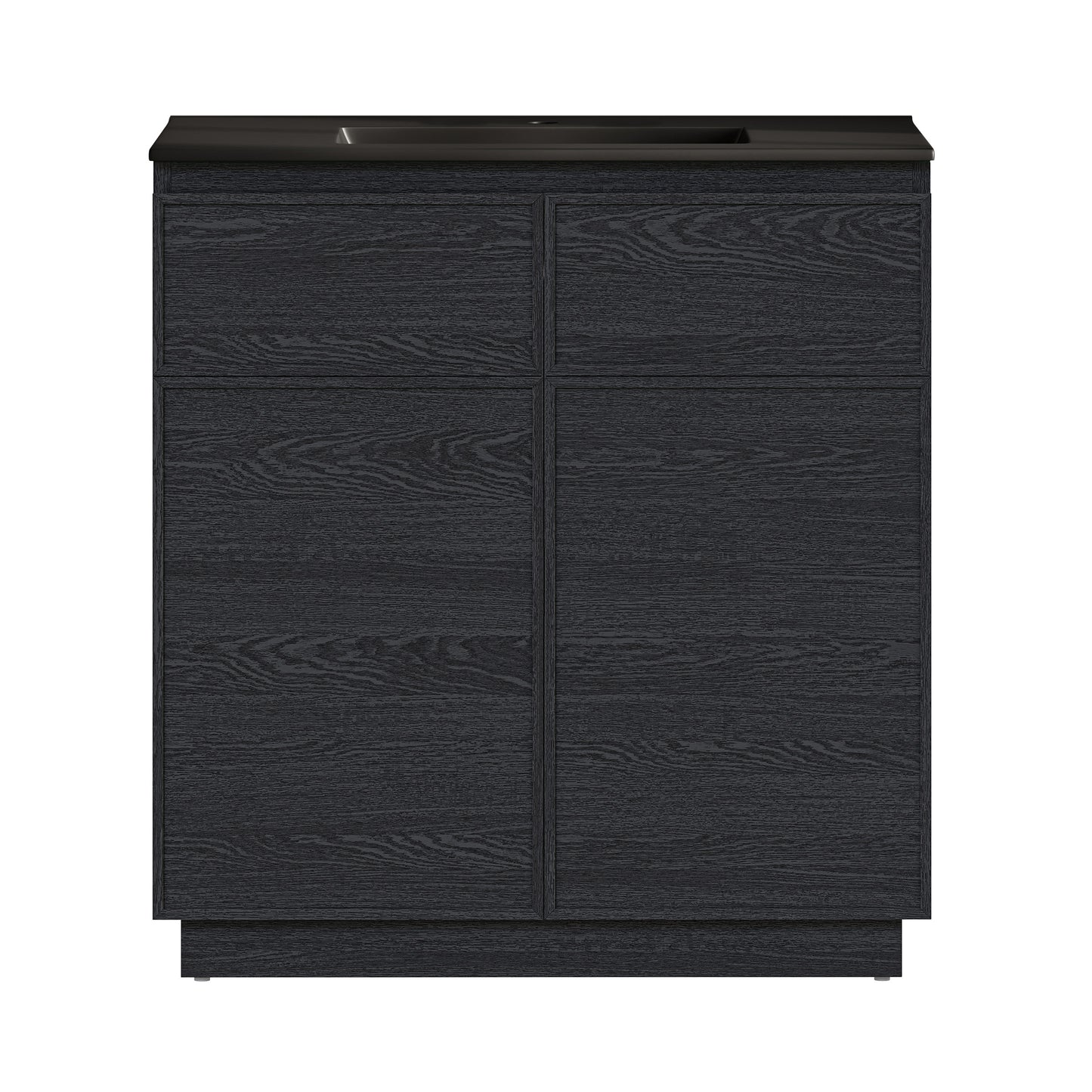 Swiss Madison, St. Tropez 36" Freestanding Bathroom Vanity in Black Oak with Black Sink Top