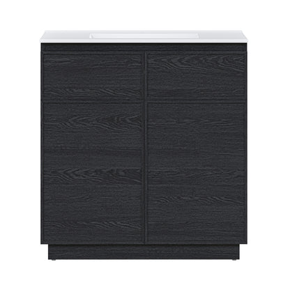 Swiss Madison, St. Tropez 36" Freestanding Bathroom Vanity in Black Oak with Sink Top