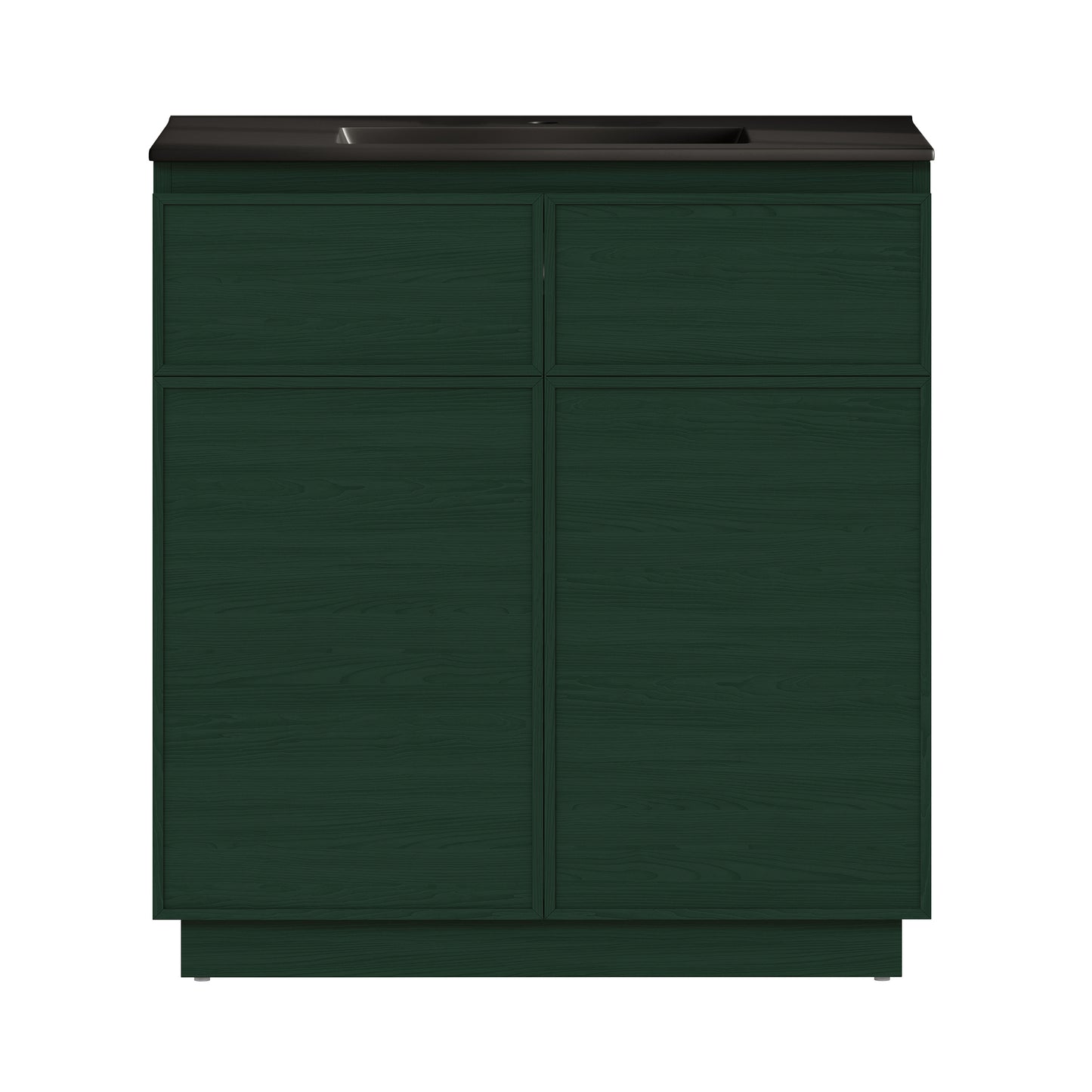 Swiss Madison, St. Tropez 36" Freestanding Bathroom Vanity in Green Oak with Black Sink Top