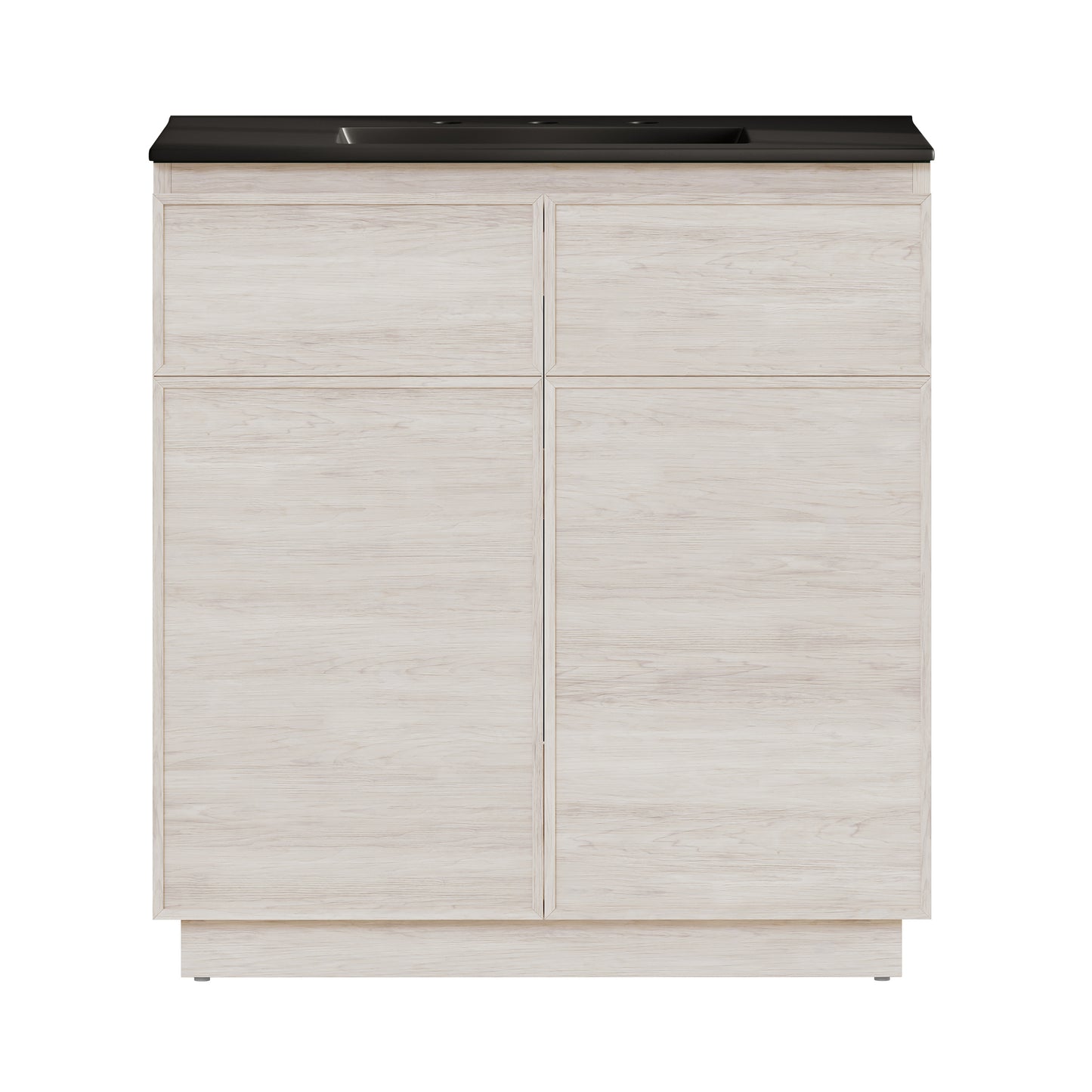 Swiss Madison, St. Tropez 36" Freestanding Bathroom Vanity in White Oak with Black 3-Hole Widespread Sink Top