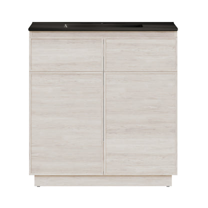 Swiss Madison, St. Tropez 36" Freestanding Bathroom Vanity in White Oak with Black Sink Top