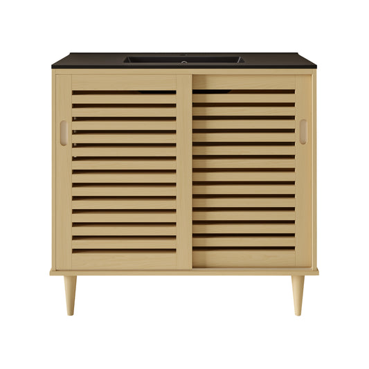 Swiss Madison Delice 36-inch freestanding bathroom vanity in Natural Oak