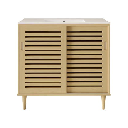Swiss Madison Delice 36-inch freestanding bathroom vanity in Natural Oak — view 4