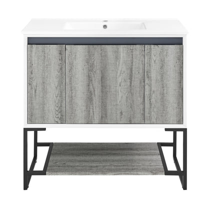 Swiss Madison Marseille 36-inch freestanding bathroom vanity in Gray Oak — view 5