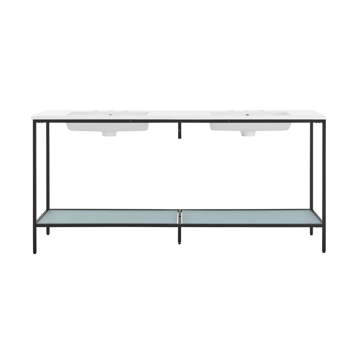 Swiss Madison, Pierre 72 Double, Freestanding, Open Shelf, Matte Black Metal Frame Bathroom Vanity