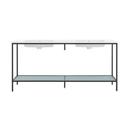 Swiss Madison, Pierre 72 Double, Freestanding, Open Shelf, Matte Black Metal Frame Bathroom Vanity