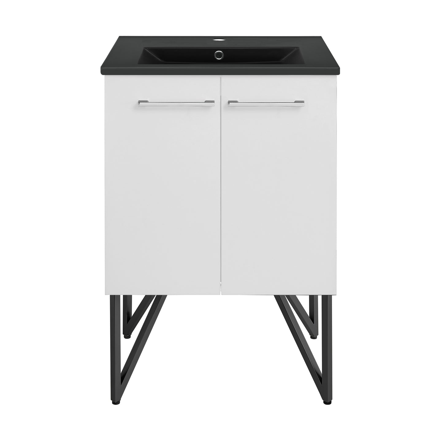 Swiss Madison, Annecy 24 in. White Bathroom Vanity With Black Ceramic Sink Top
