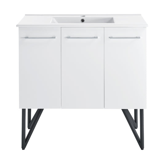 Swiss Madison, Annecy 36" Freestanding Bathroom Vanity in White with Sink Top