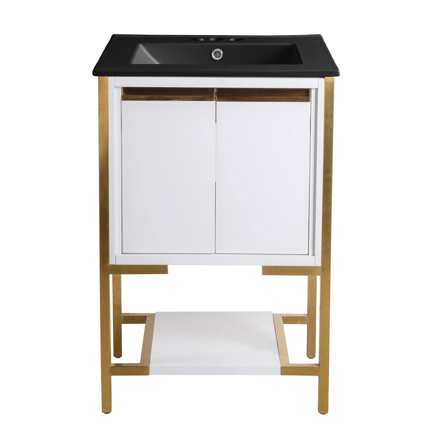 Swiss Madison, Marseille 24 in. White Bathroom Vanity With Black, 3-Hole Ceramic Sink Top