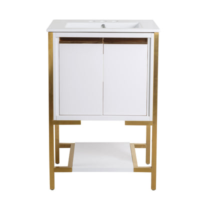 Swiss Madison, Marseille 24 in. White Bathroom Vanity With White, 3-Hole Ceramic Sink Top