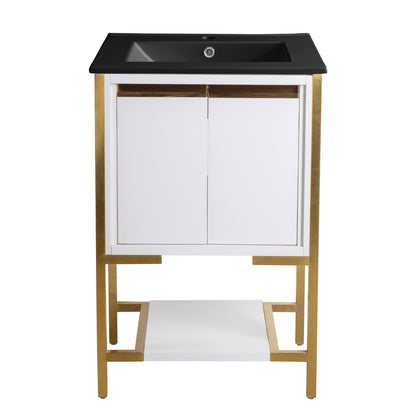 Swiss Madison, Marseille 24 in. White Bathroom Vanity With Black Ceramic Sink Top