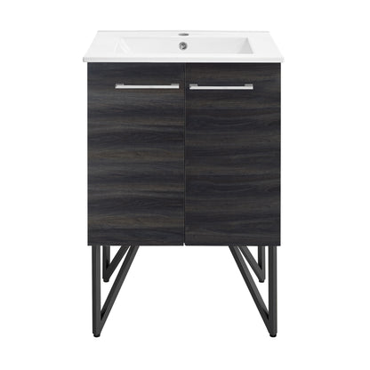 Swiss Madison, Annecy 24" Freestanding Bathroom Vanity in Black Walnut with Sink Top