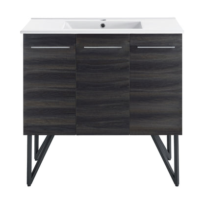 Swiss Madison, Annecy 36" Freestanding Bathroom Vanity in Black Walnut with Sink Top