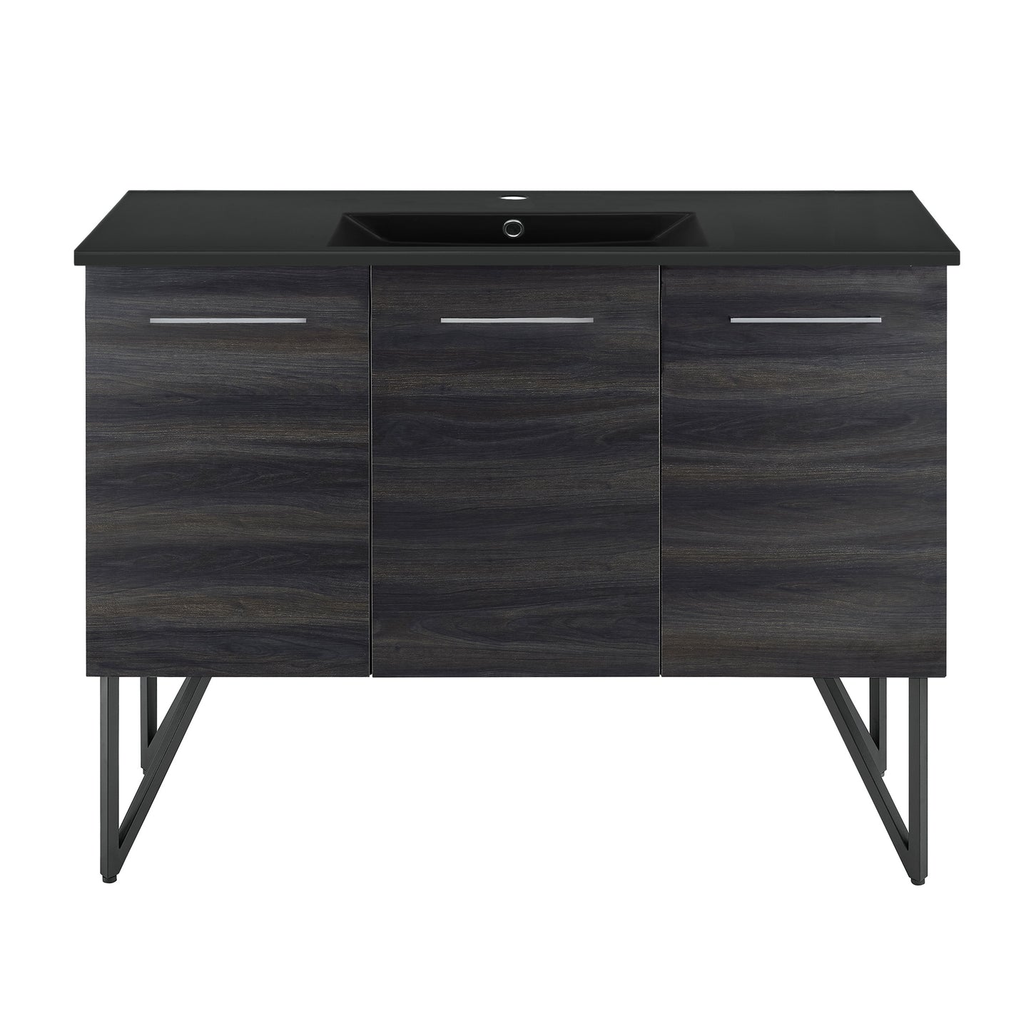 Swiss Madison, Annecy 48 in. Black Walnut Bathroom Vanity With Black Ceramic Sink Top