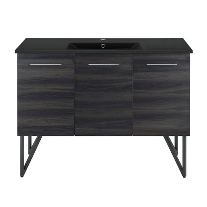 Swiss Madison, Annecy 48 in. Black Walnut Bathroom Vanity With Black Ceramic Sink Top