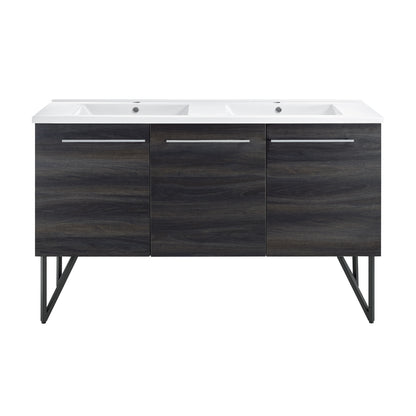 Swiss Madison, Annecy 60" Freestanding Bathroom Vanity in Black Walnut with Sink Top