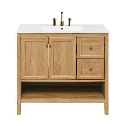 Swiss Madison Chateau 36-inch freestanding bathroom vanity in Golden Oak