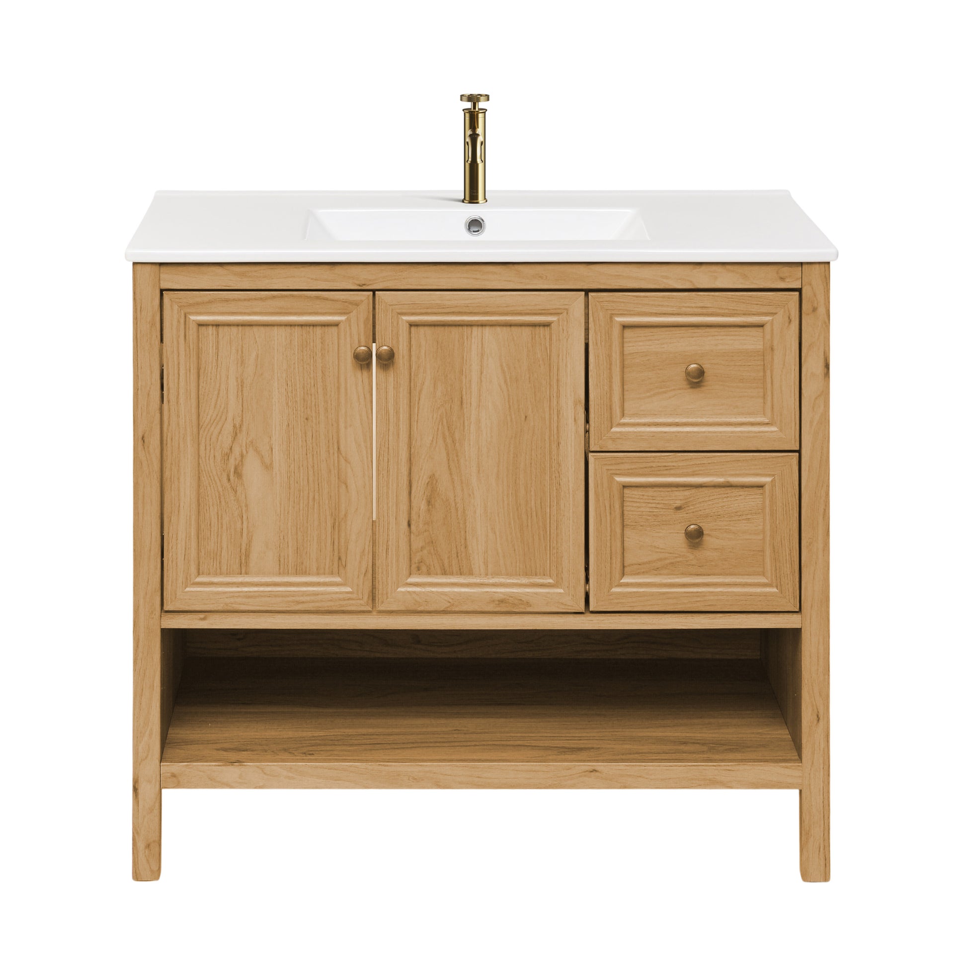 Swiss Madison Chateau 36-inch freestanding bathroom vanity in Golden Oak — view 5