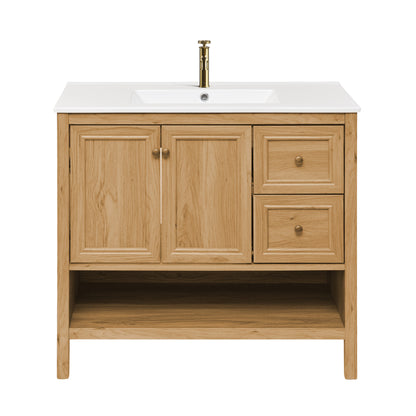 Swiss Madison Chateau 36-inch freestanding bathroom vanity in Golden Oak — view 5
