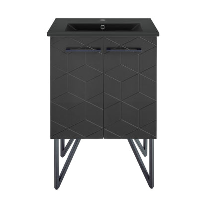 Swiss Madison, Annecy 24 in. Phantom Black Bathroom Vanity With Black Ceramic Sink Top