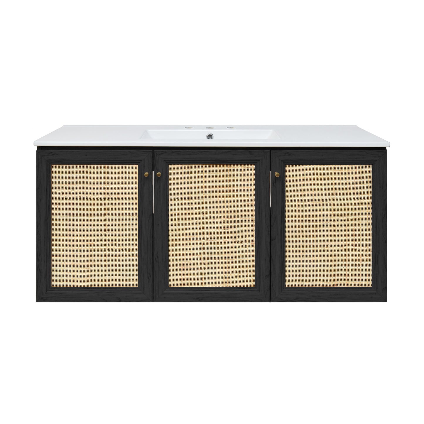 Swiss Madison, Classe 48" Wall-Mounted Bathroom Vanity in Black Oak with 3-Hole Widespread Sink Top