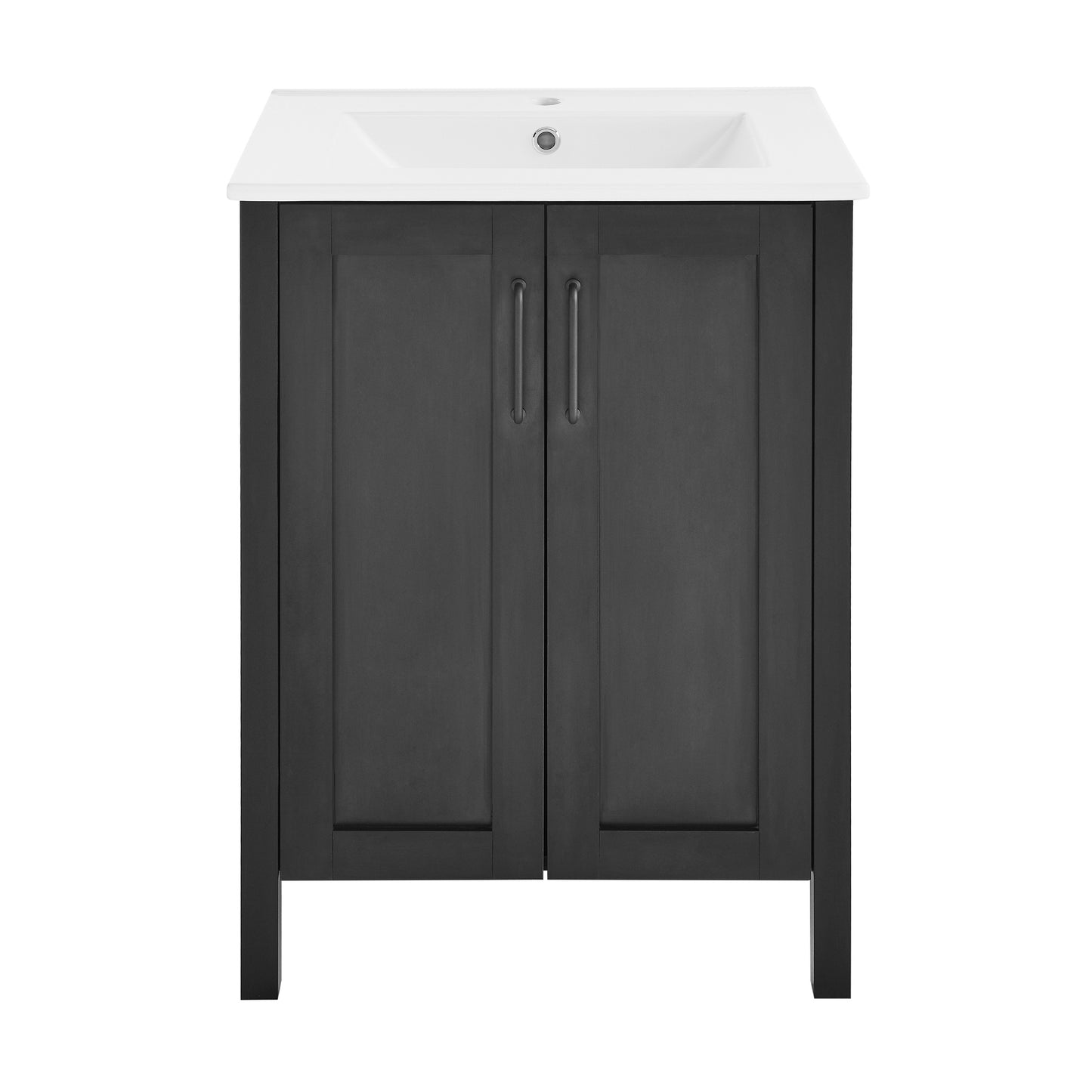 Swiss Madison, Avallon 24" Freestanding Bathroom Vanity in Black with Sink Top