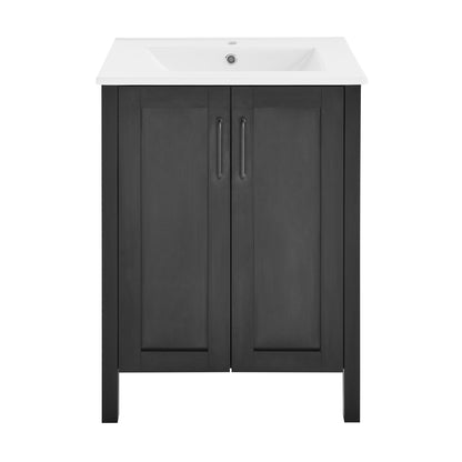 Swiss Madison, Avallon 24" Freestanding Bathroom Vanity in Black with Sink Top