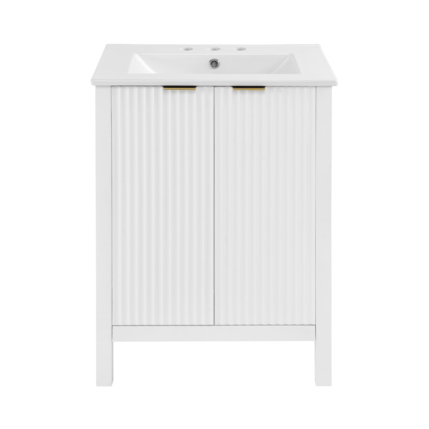 Swiss Madison, Bastille 24 in. White Bathroom Vanity With White, 3-Hole Ceramic Sink Top