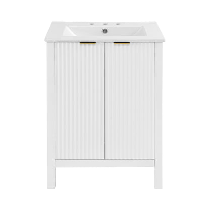 Swiss Madison, Bastille 24 in. White Bathroom Vanity With White, 3-Hole Ceramic Sink Top