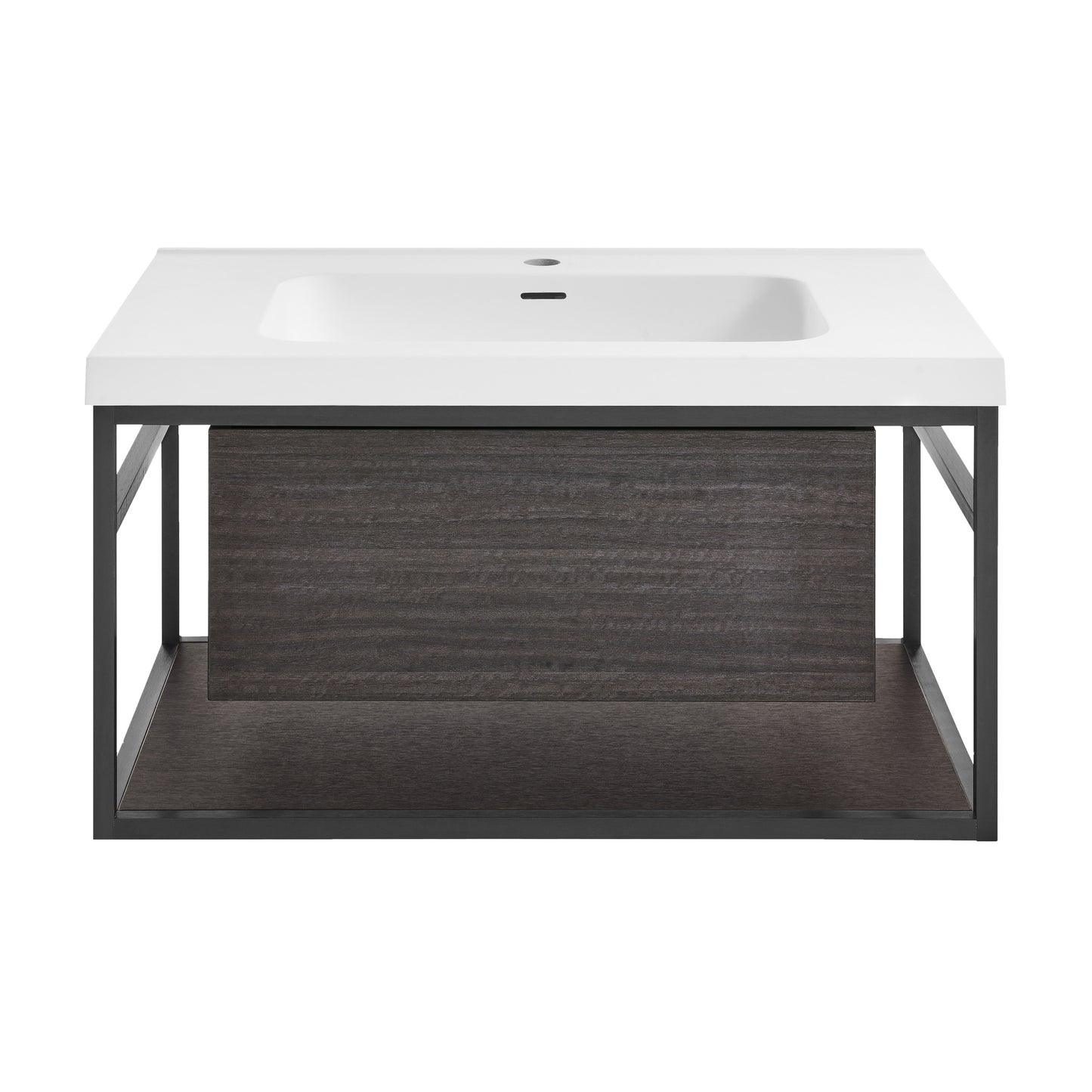 Swiss Madison, Claire 30" Wall-Mounted Bathroom Vanity in Black Oak with Sink Top