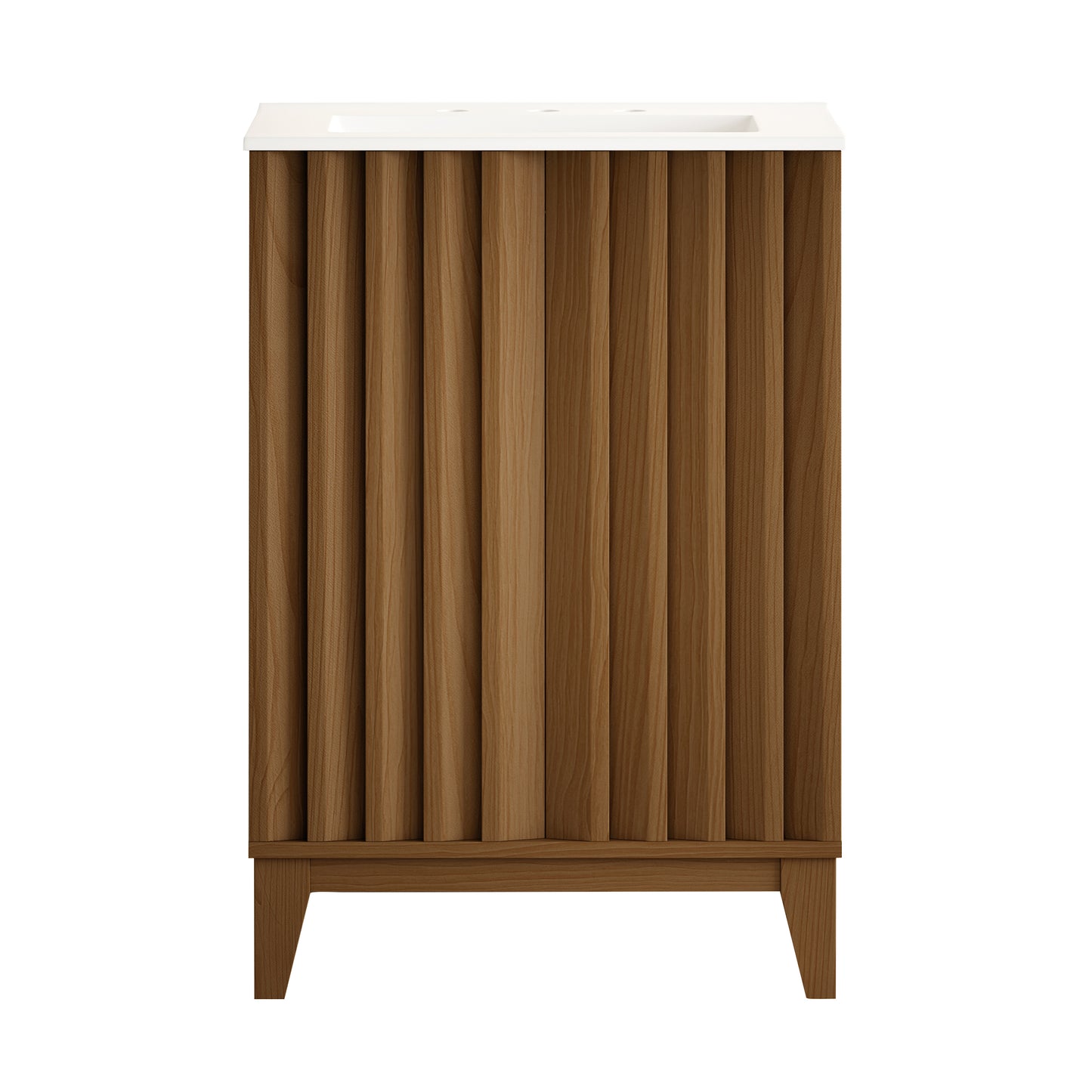 Swiss Madison, Troyes 24" Freestanding Bathroom Vanity in Brown Oak with 3-Hole Widespread Sink Top