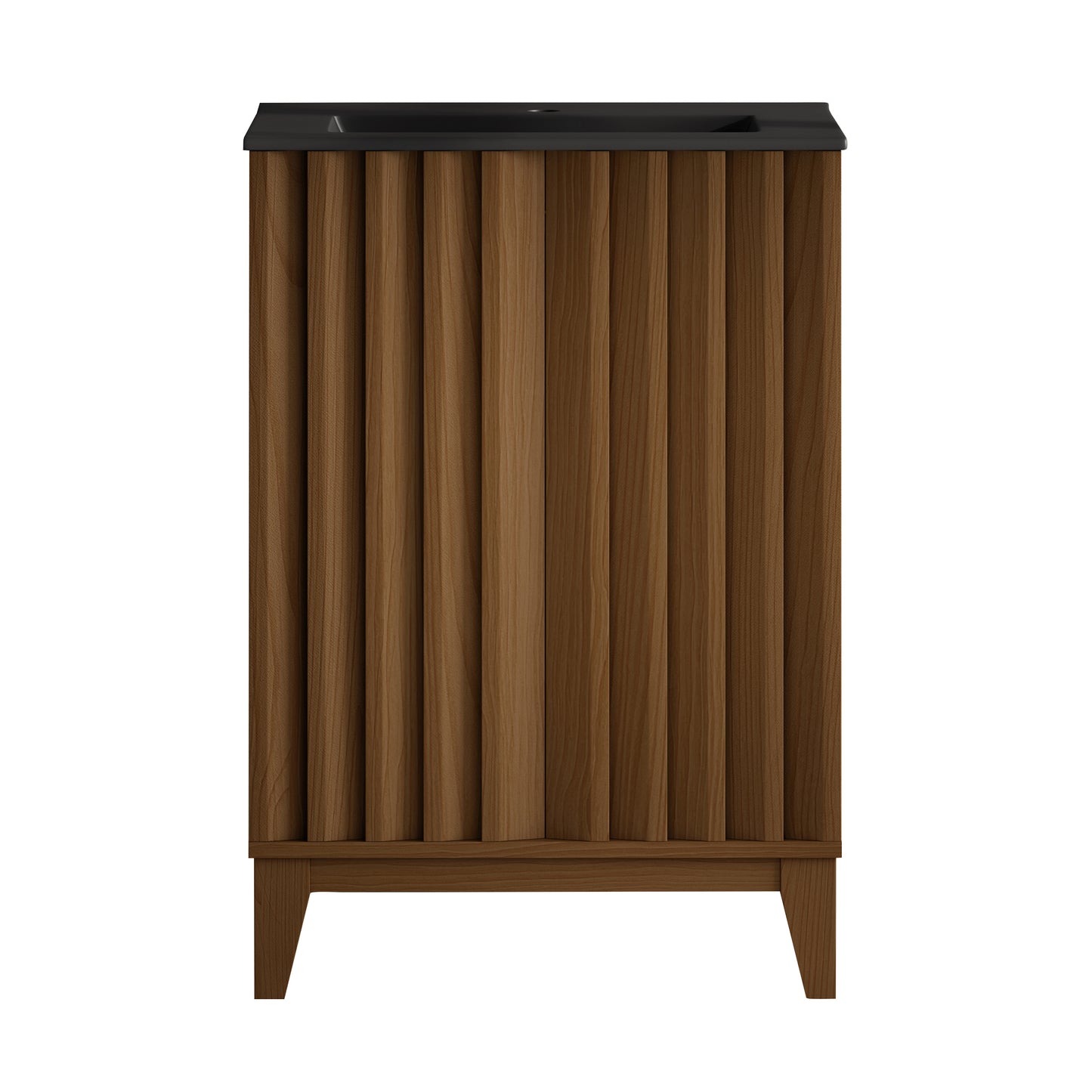 Swiss Madison, Troyes 24" Freestanding Bathroom Vanity in Brown Oak with Black Sink Top