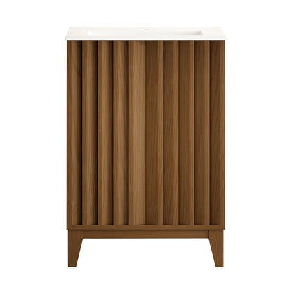 Swiss Madison, Troyes 24" Freestanding Bathroom Vanity in Brown Oak with Sink Top