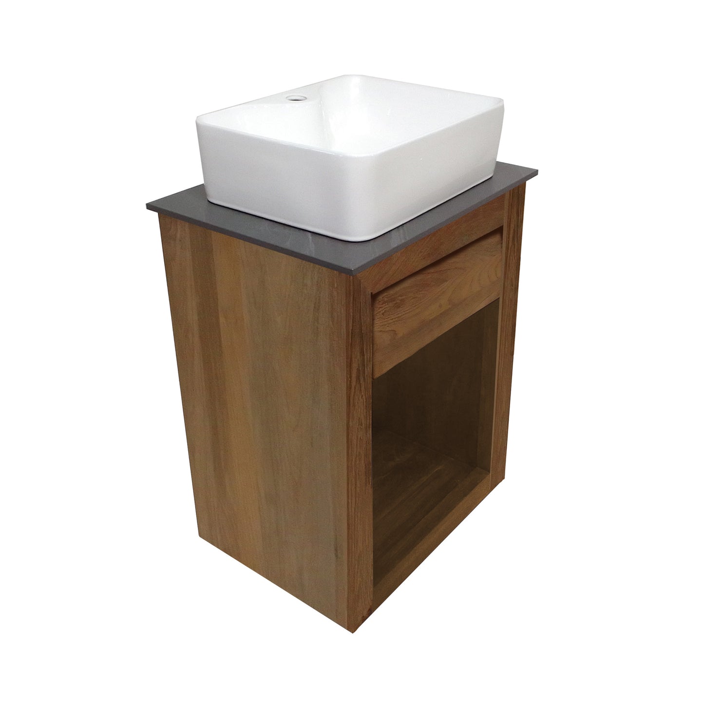 Swiss Madison, Rennes 24" Reclaimed Wood Vanity in Walnut with Slate Countertop and Single Hole Vessel Sink