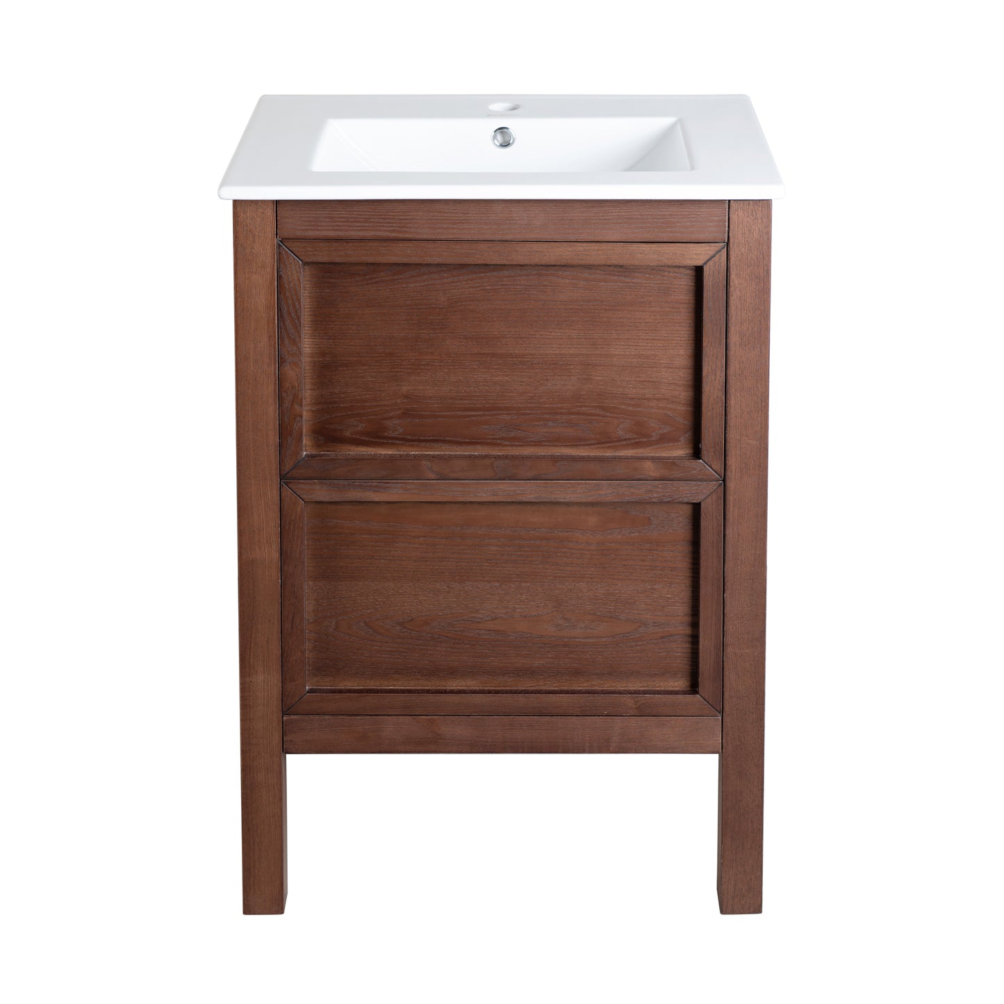 Swiss Madison, Nadar 24" Freestanding Bathroom Vanity in Brown Oak with Sink Top