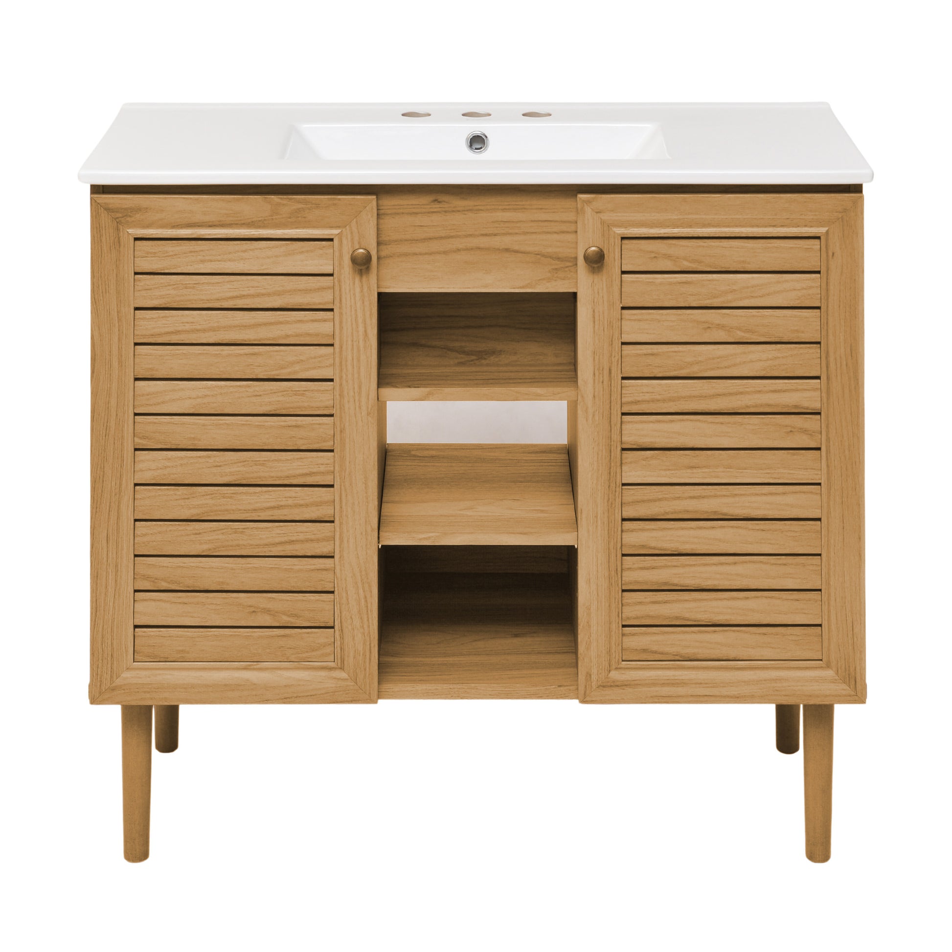 Swiss Madison Bron 36-inch freestanding bathroom vanity in Golden Oak